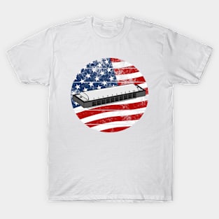 Harmonica USA Flag Harmonicist Musician 4th July T-Shirt